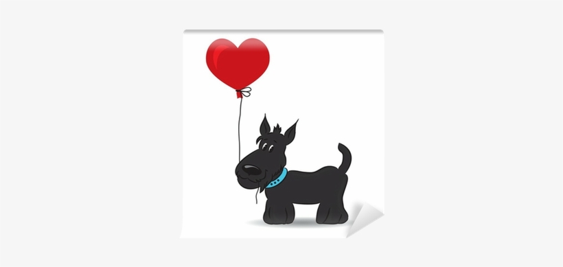 Dog With The Heart Balloon - Illustration, transparent png