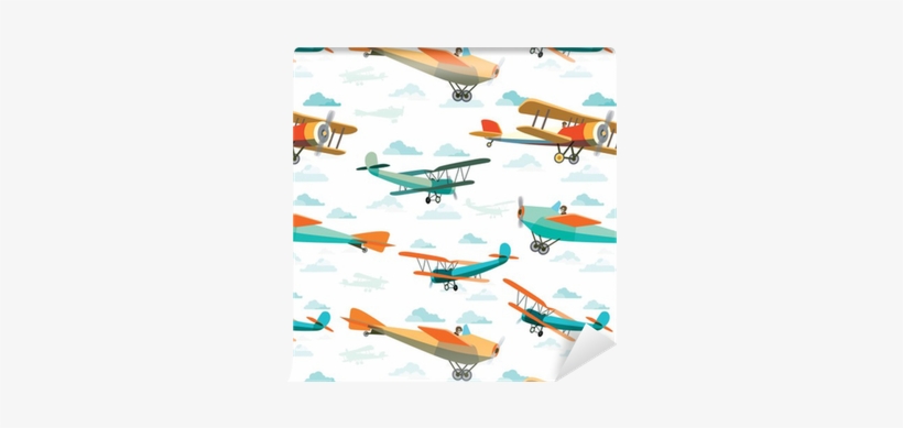 Seamless Pattern From Retro Airplanes Wallpaper • Pixers® - Monoplane, transparent png