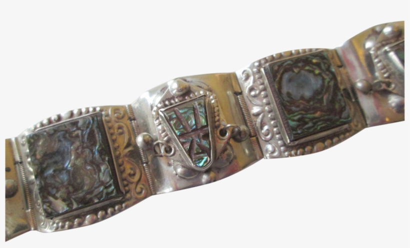 Hecho En Taxco Mexico Panel Bracelet Abalone Carved - Strap, transparent png