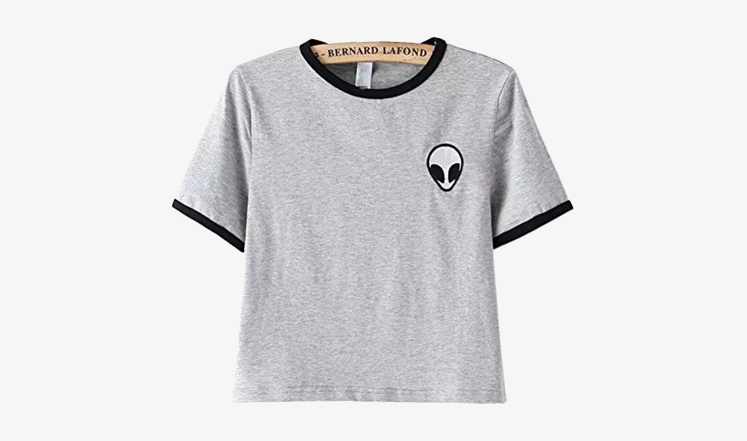 Szara Koszulka Z Czarnymi Paskami Alien - Alien Crop Top, transparent png