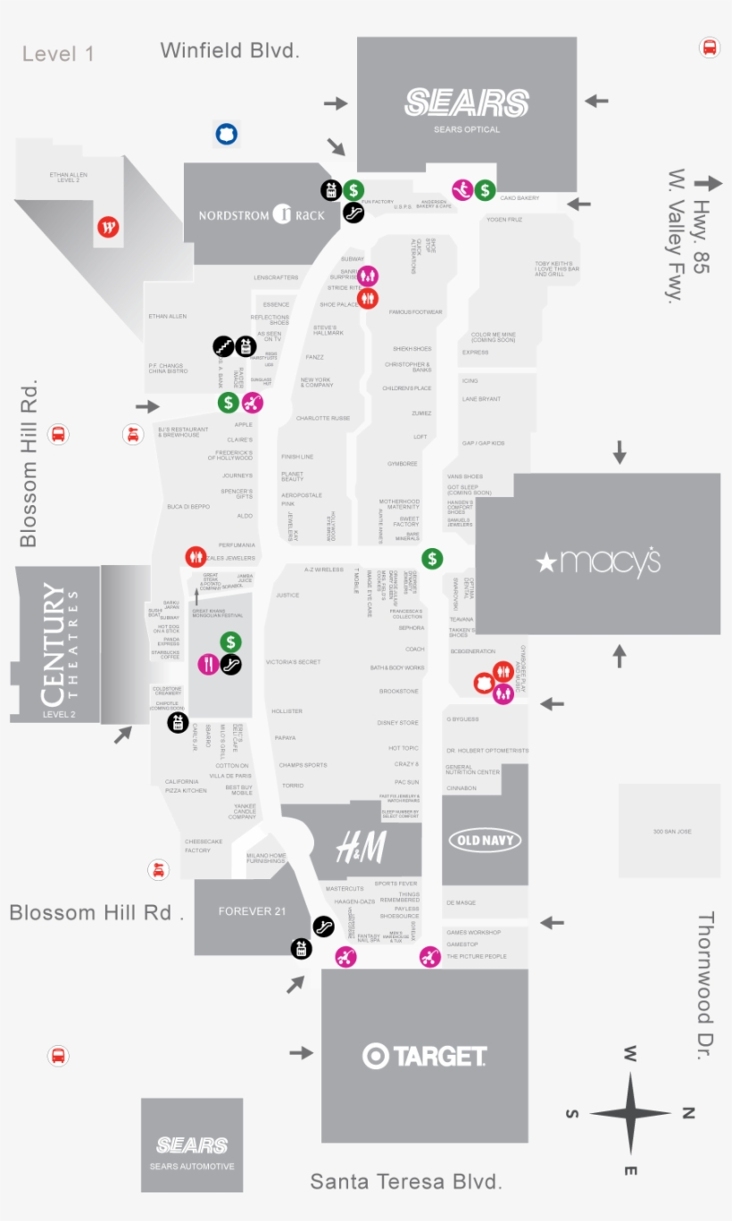 Oakridge Stores Mall Map San Jose Ca 0x1439 Png Download Pngkit