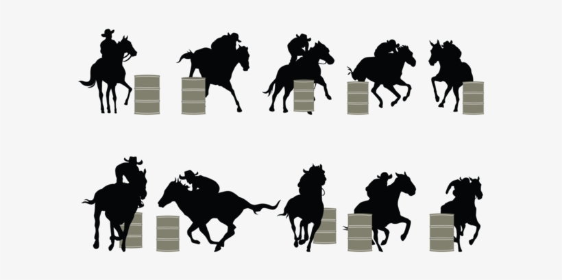 Barrel Racing Silhouette Vector - Horse Barrel Racing Vector, transparent png