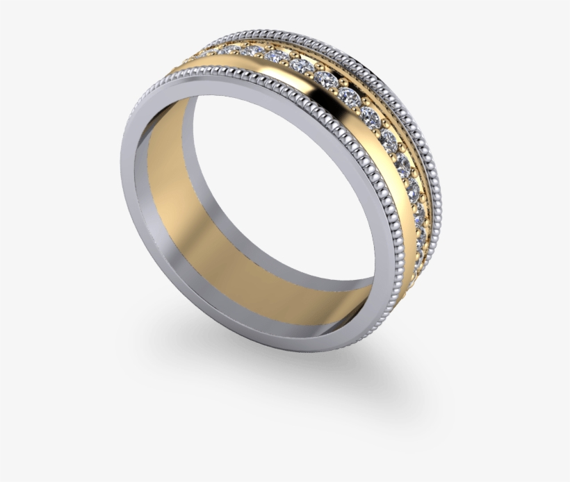 Mixed Metal Diamond Band, transparent png