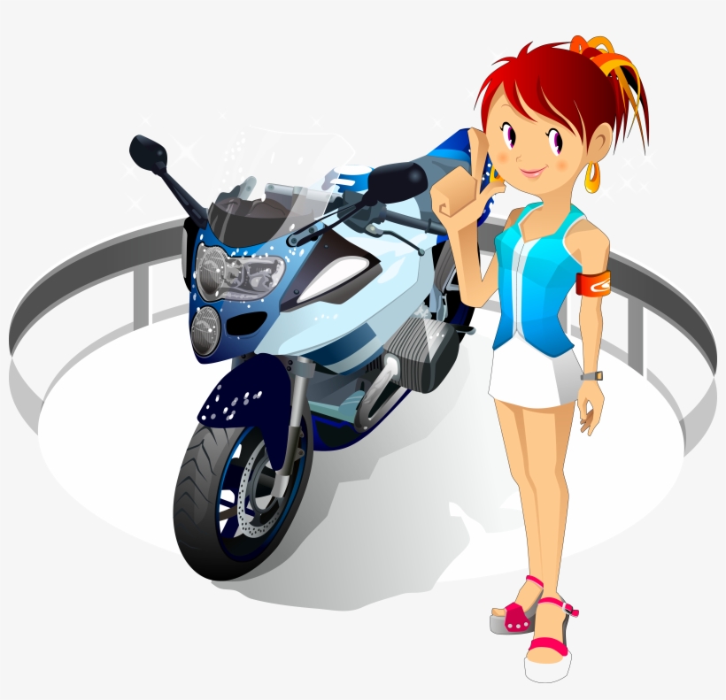 Motorcycle Harley Davidson Clip Art - Cartoon Characters Girls, transparent png