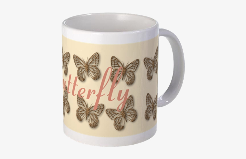 Pretty Gold Cream Butterfly Add Text Mug Mugs, transparent png
