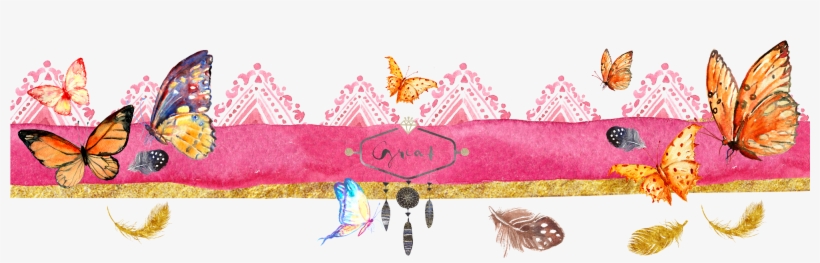 Butterfly Banner W Gold - Butterfly Banner Image Png, transparent png
