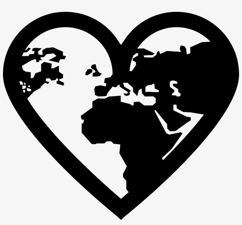 Earth Continents Shapes In A Heart Outline Shape Comments - Continent Icon Png, transparent png