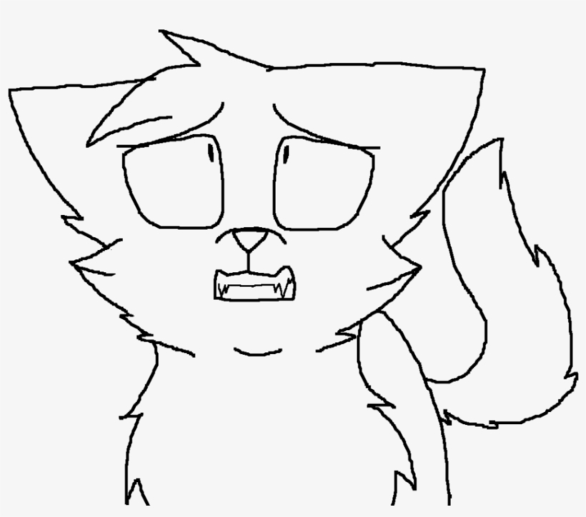 Scared Cat Lineart By Lazertheepicwolf-d9j8omm - Wolf And Cat Drawing, transparent png
