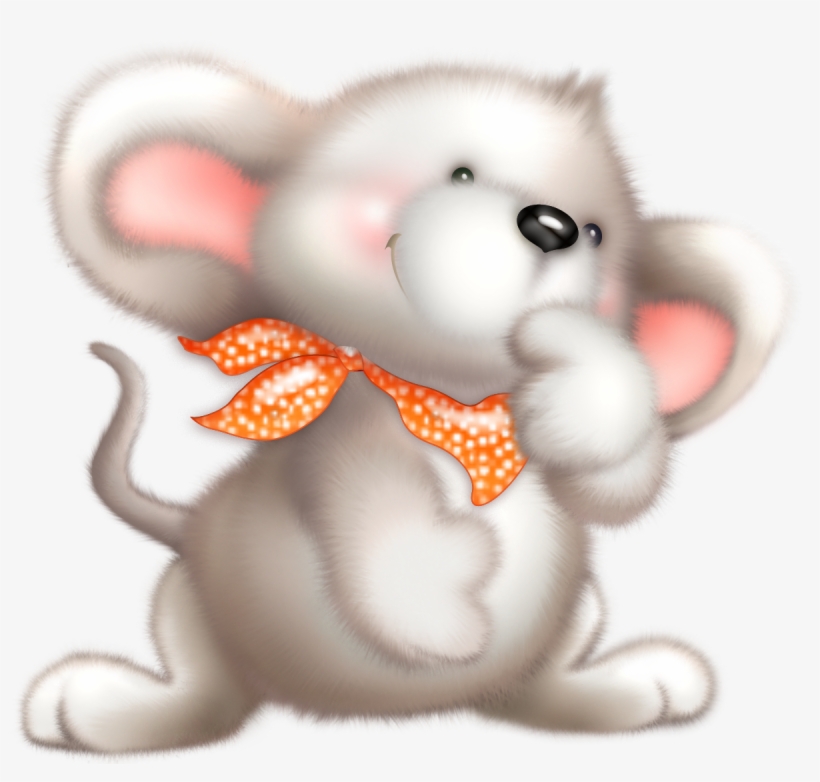 Clipart Cute Christmas Mouse Holding A Gingerbread - Мышонок Клипарт, transparent png