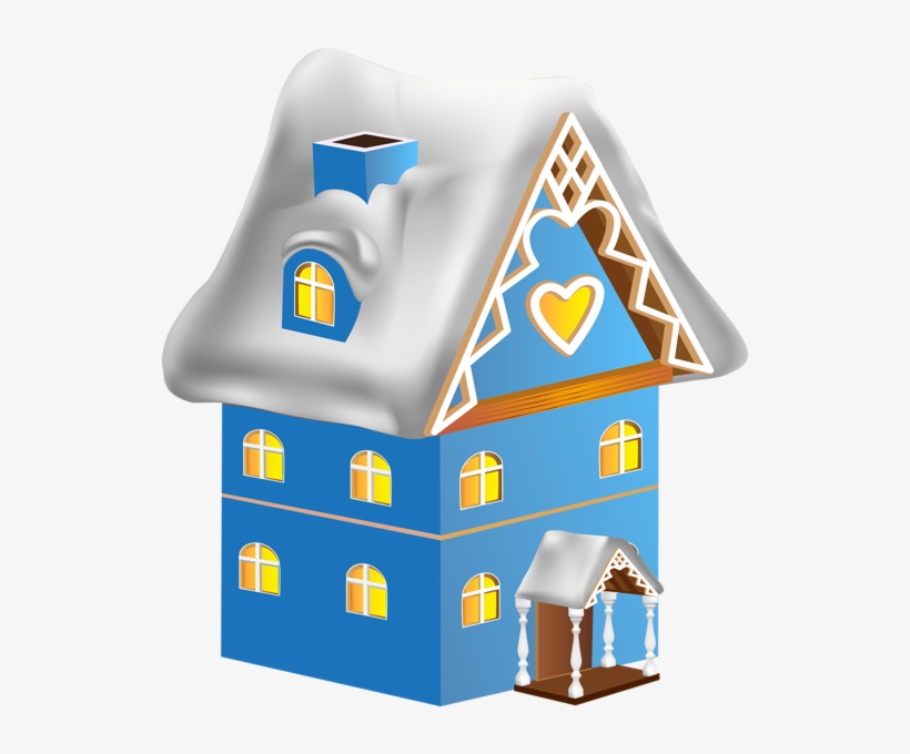 Winter House Blue Png Clip Art Image, transparent png
