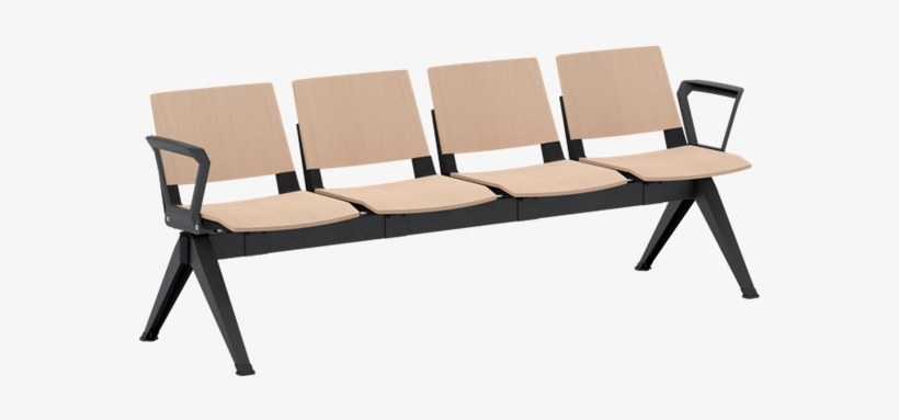 4 Seat Wooden Beam With Arms - Wood, transparent png