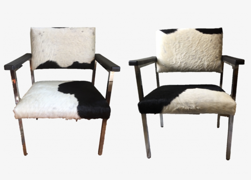 Cowhide Chair Beautiful Pair Of Cowhide Covered Mid - Chair, transparent png