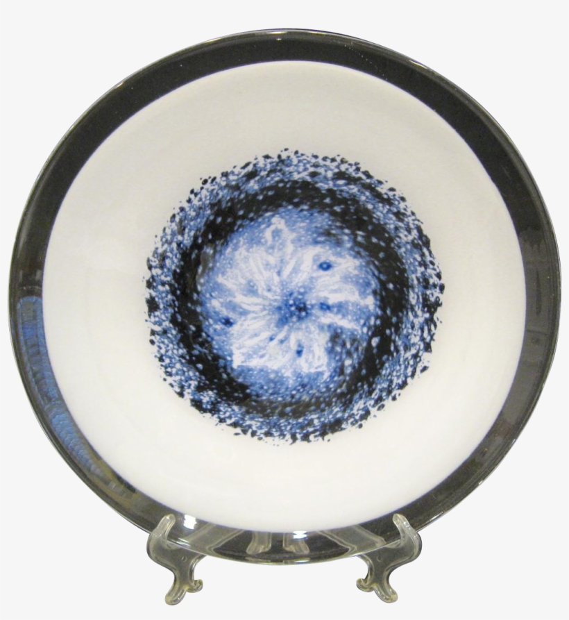 Vintage Murano Charger With Blue Swirl, Clear Rim - Blue And White Porcelain, transparent png