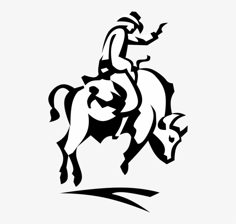 Vector Illustration Of Rodeo Cowboy Rides Bronco Bull - Cross Stitch Cowboy, transparent png