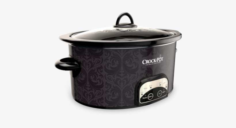 Create Your Own Crock Pot Love Black Damask On Black - Lid, transparent png