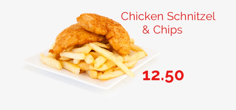 Chicken Schnitzel And Chips - Chicken, transparent png