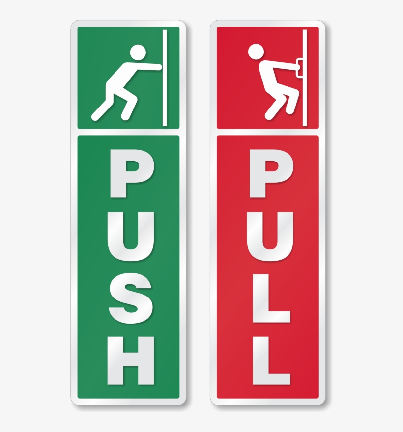 Push Pull Diamondplate Anodized Door Sign - Push And Pull Sign, transparent png