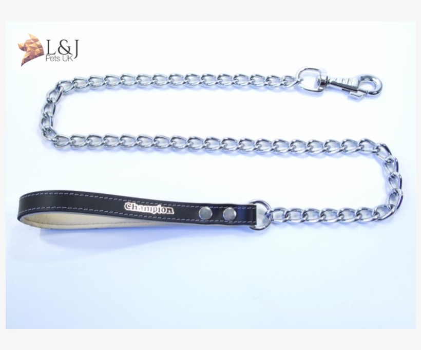 New Elegant Chain Dog Leash With Leather Handle - Leash, transparent png