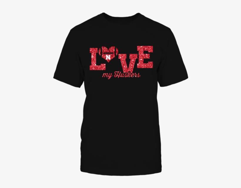 Love My Team Nebraska Cornhuskers Glitter Heart Football - West Virginia Shirt With A Glitter Football, transparent png