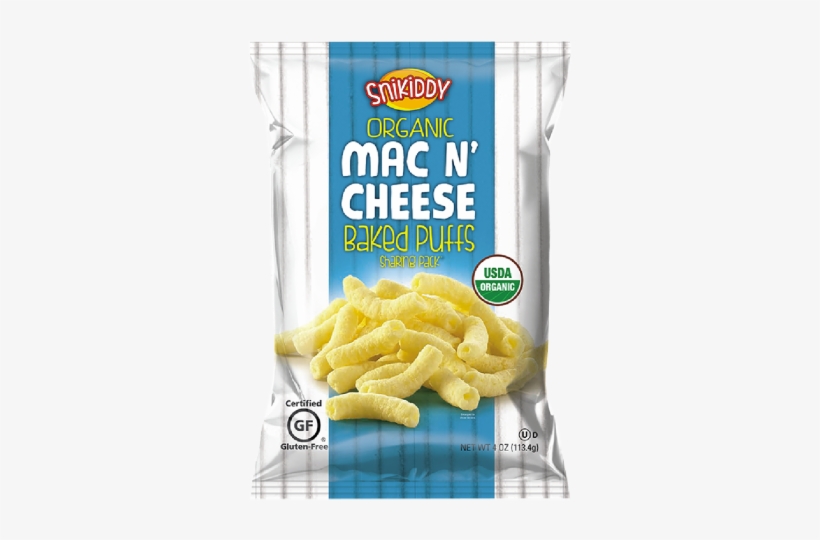 Snikiddy Organic Mac N' Cheese Baked Puffs 4 Oz - Puffed Snacks, transparent png