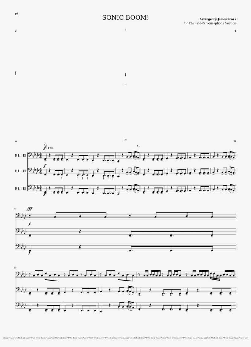 Sonic Boom Sheet Music Composed By Arrangedby James - Letter, transparent png