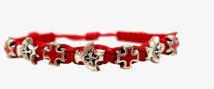 Holy Spirit Bracelet Dove And Cross Medals On Cord - Red, transparent png
