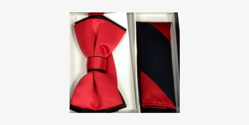 Red & Blue Striped Bowtie With Pocket Square - Moda Formal Wear Red And Black Dual Color Bowtie And, transparent png