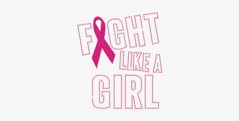 Fight Like A Girl Motif Design With Rhinestone & Glitter - Breast Cancer, transparent png