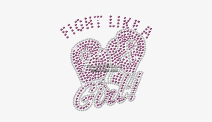 Bling Fight Like A Girl Iron-on Rhinestone Transfer - Heart, transparent png
