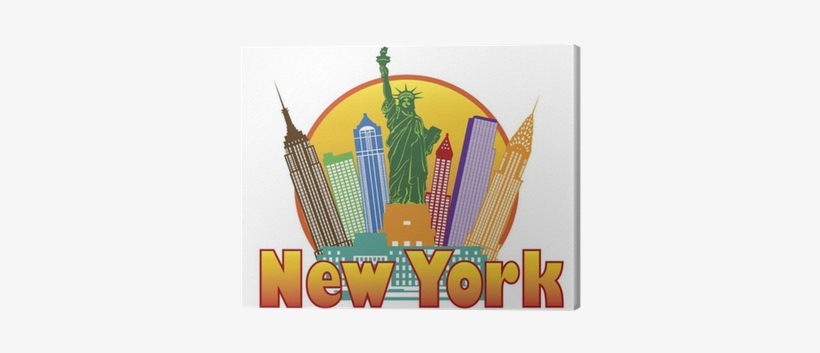 New York City Colorful Skyline In Circle Vector Illustration - New York City Clip Art, transparent png
