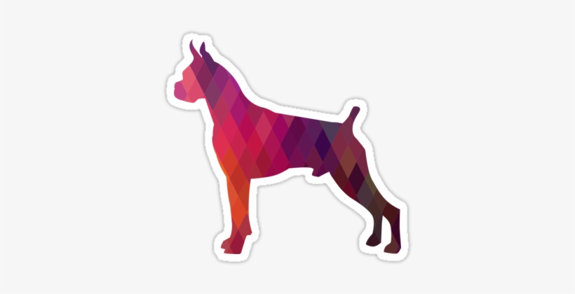Boxer Dog Colorful Geometric Pattern Silhouette Sticker - Boxer, transparent png