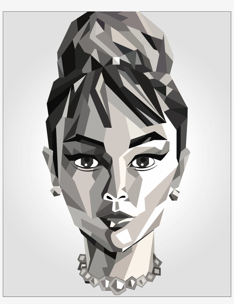 Low Poly Illustration Of My Favorite Actress Audrey - Illustration, transparent png