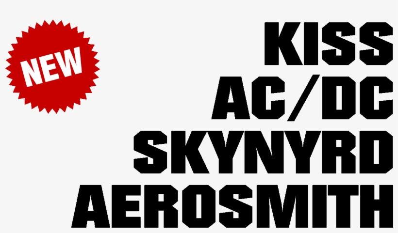 New Kiss, Ac/dc, Skynyrd & Aerosmith Tees - New Website, transparent png