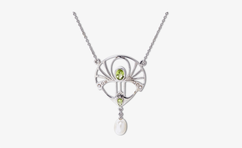 Necklace L Art Nouveau Silver Peridot - Locket, transparent png