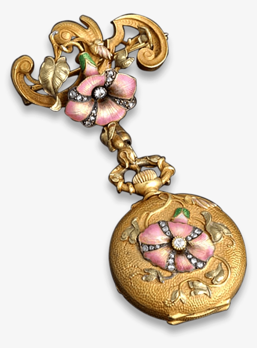 French Art Nouveau Watch Pendant - Art Nouveau, transparent png