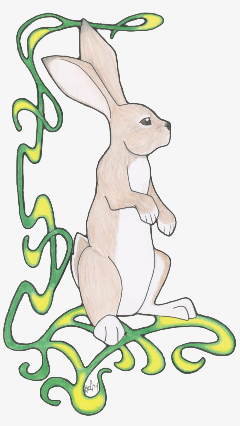 Kunst Nouveau Hasen Karte, transparent png