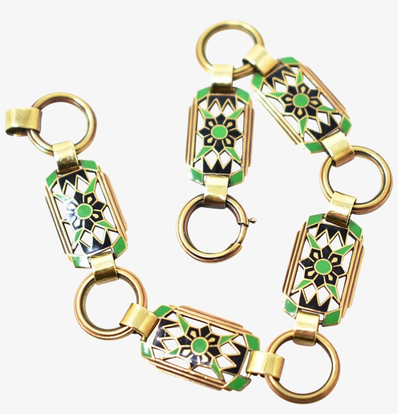 Lovely Krementz Art Nouveau 14k Yellow Gold Enamel - Bracelet, transparent png