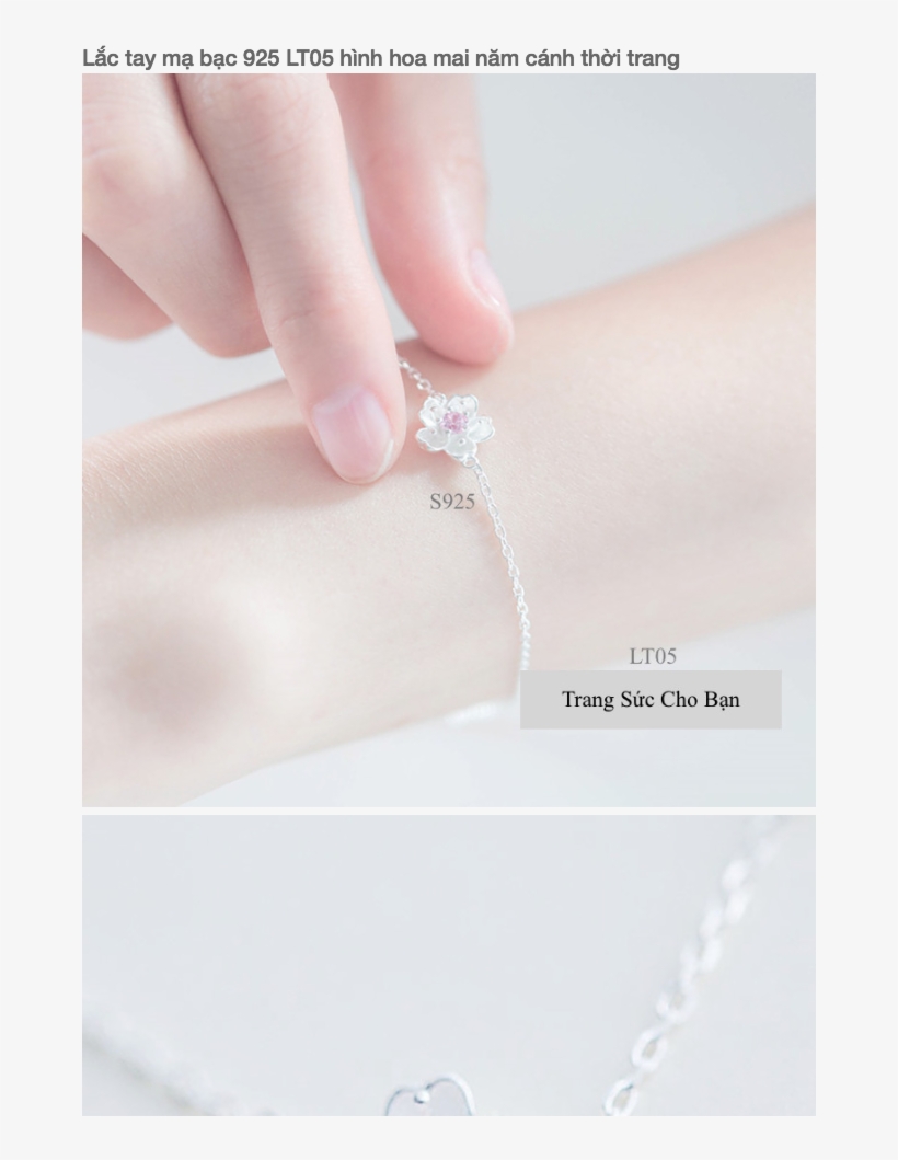 Giới Thiệu Lắc Tay Mạ Bạc 925 Lt05 Hình Hoa Mai Năm - Furando 925 Sterling Silver Flower Bracelet One Size, transparent png