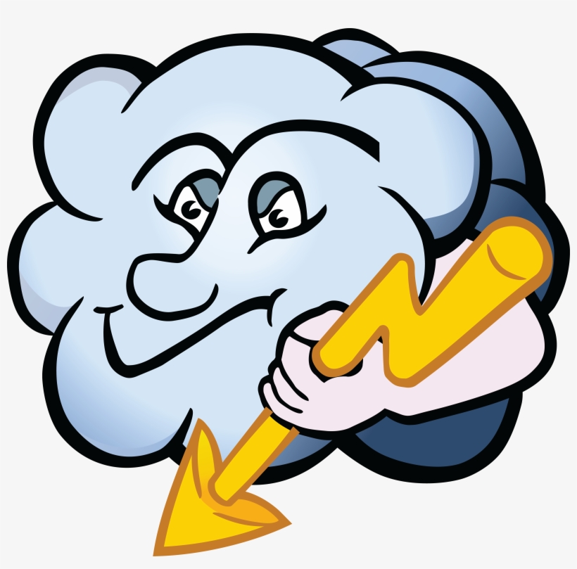 Free Clipart Of A Cloud Character Holding A Lightning - Clipart Blitz, transparent png