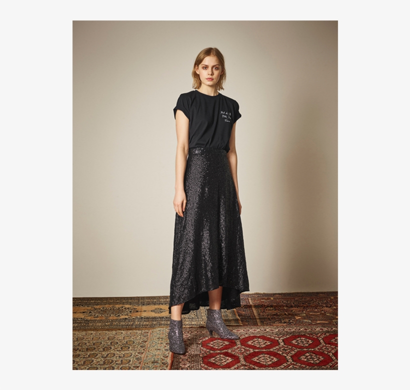 Gestuz Black Tito Sequin Maxi Skirt Blackskirt2, transparent png