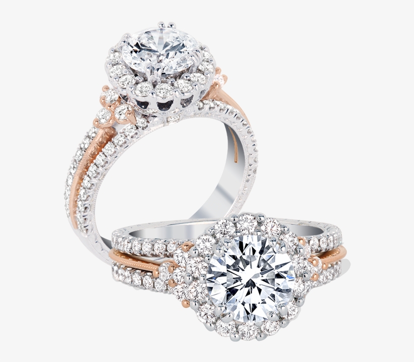 Jack Kelege Engagement Ring - White Gold And Rose Gold Diamond Ring, transparent png