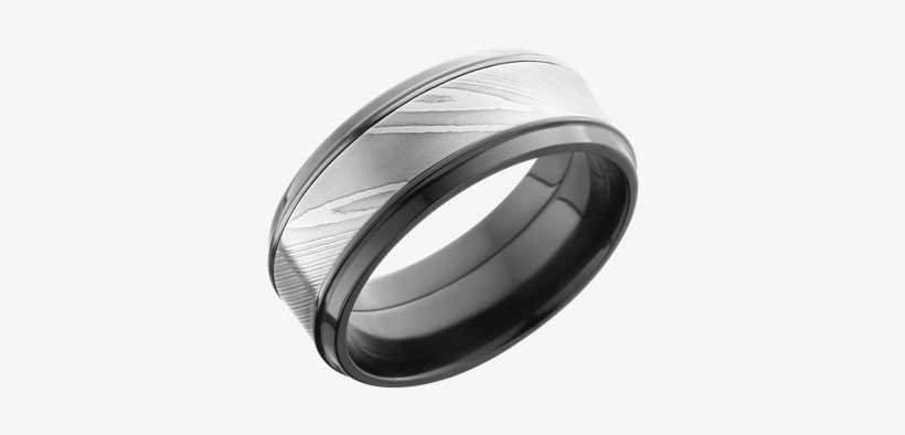 Zpf9b15 Damascus Polish - Lashbrook Zirconium 9mm Damascus Steel Inlay Flat Band, transparent png