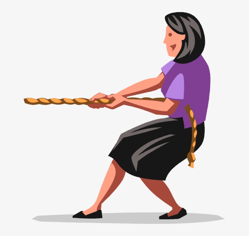 Vector Illustration Of Businesswoman In Anchor Position - Vector Graphics, transparent png