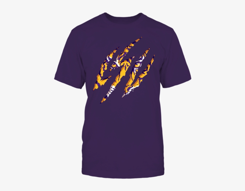 Tiger Scratch T-shirt - Purple Gold Tiger Stripes, transparent png