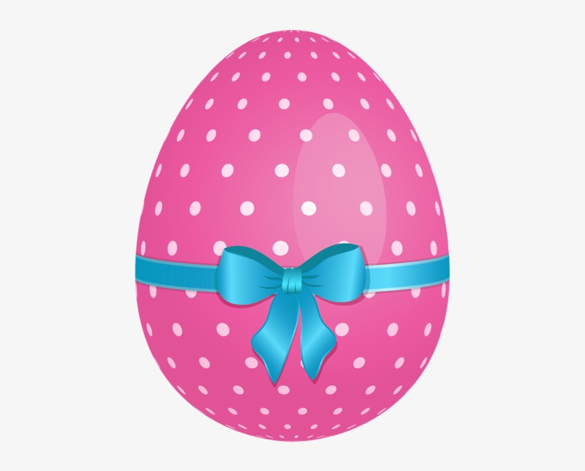 Dotted With Blue Bow Png Clip - Easter Egg With Bow, transparent png
