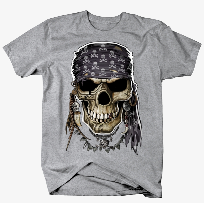 Pirate Skull Head With Bandana Skull And Bones - Tirecoverpro Pirate Skull Tattooed Bandana Crossbones, transparent png