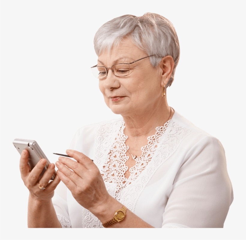 Old Woman On Smartphone, transparent png