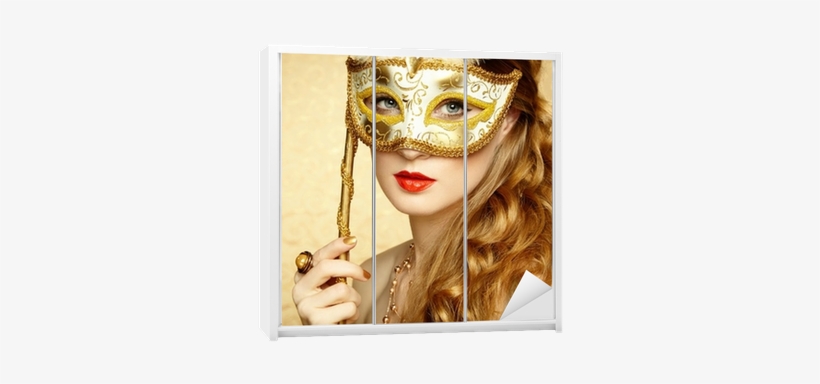 Beautiful Young Woman In Mysterious Golden Venetian - Masquerade By Janet Dailey, transparent png
