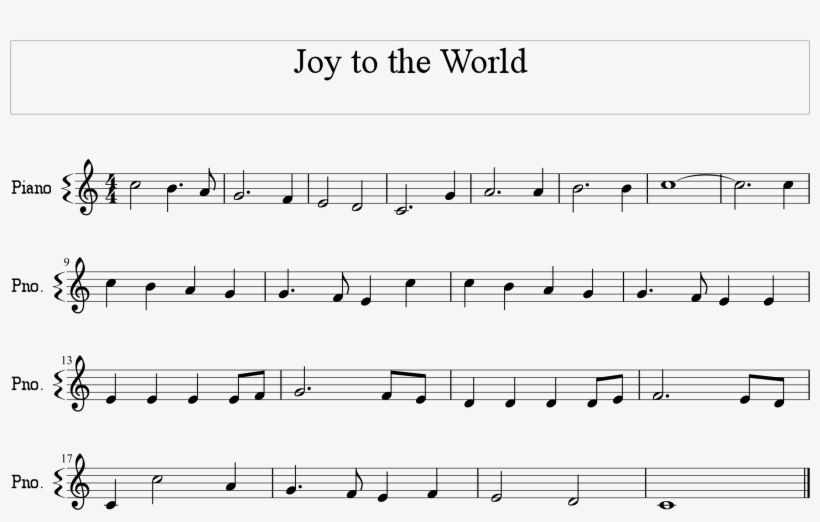Joy To The World Melody Score - Sheet Music, transparent png