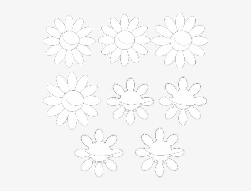 Eight Flowers Flora Black White Line Art 555px 141 - Eight Flowers Black & White, transparent png